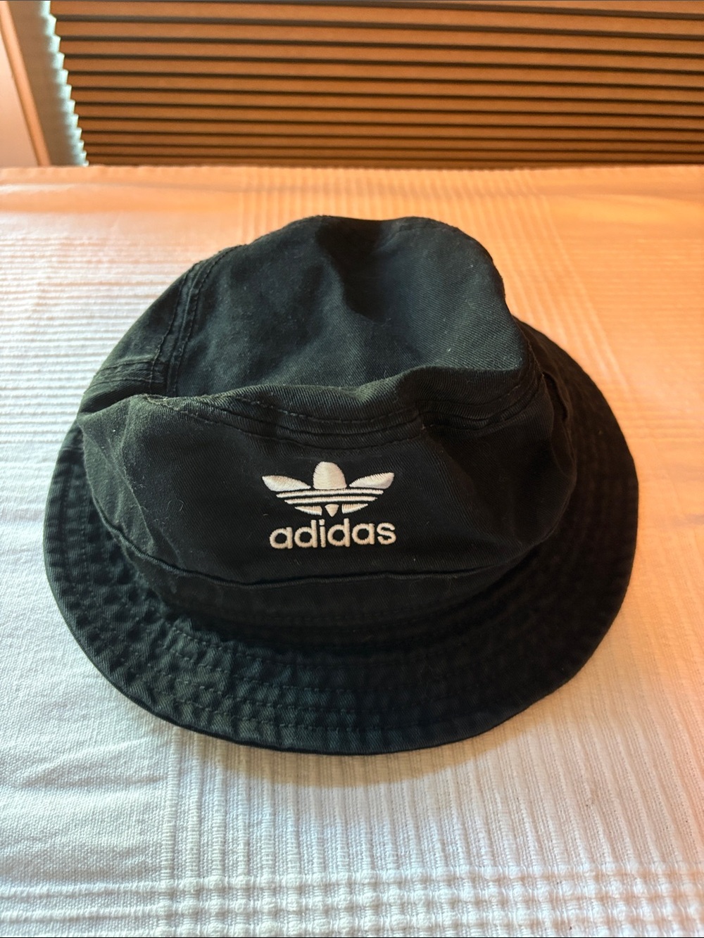 adidas Black Bucket Hat with White Trefoil Logo